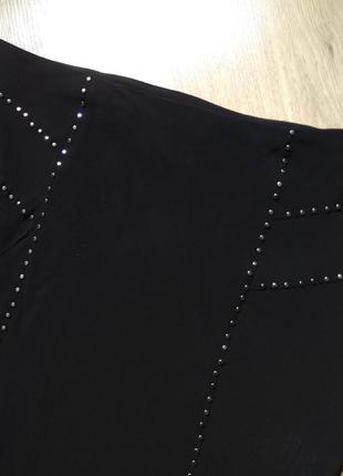 Изысканная черная шифоновая миди юбка wallis/прозрачная вискозная юбка миди а-силуэта с заклепками3 фото
