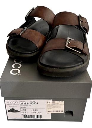 Мужские черно-коричневые шлепанцы ecco flowt lx в городском стиле, размер 42