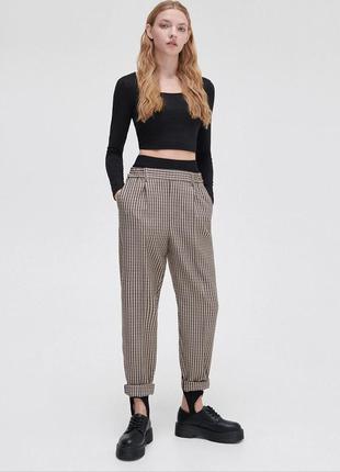 Клетчатые брюки cropp