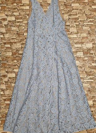 Шикарное длинное свадебное, вечернее кружевное платье на запах h&amp;m.2 фото