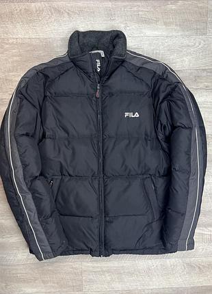 Fila куртка пуховик 52/54 l размер чёрная плащовка оригинал7 фото