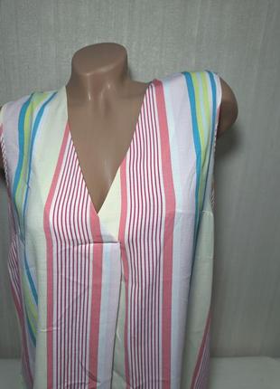 Топ с треугольным вырезом горловины. блуза разноцветная в полоску. блуза женская летняя длинная полосатая4 фото