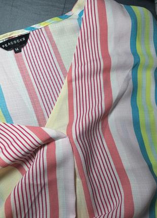 Топ с треугольным вырезом горловины. блуза разноцветная в полоску. блуза женская летняя длинная полосатая2 фото