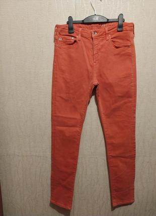 Помаранчеві стрейчеві джинси скінні h&m з високою посадкою розмір 31-32