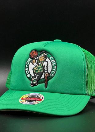 Оригінальна зелена кепка з сіткою mitchell & ness boston celtics trucker snapback