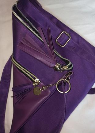 💜 милая фиолетовая сумочка кросс беж 💜6 фото