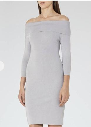 Новое серебристое облегающее вечернее платье открытые плечи2 фото