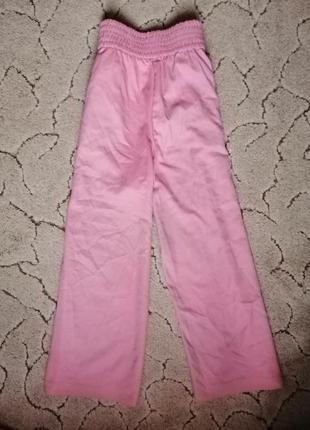 Кюлоты бриджи брюки короткие розовые пудровые  катон на резинке под пояс с карманами зара4 фото