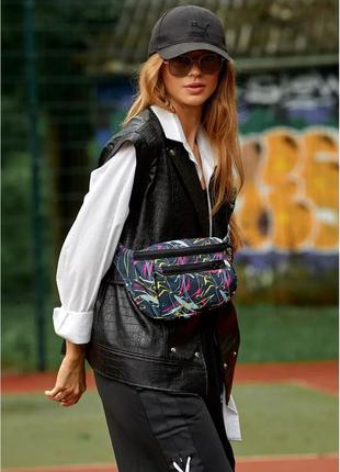 Большая тканевая сумка на пояс бананка sambag tirso max абстракция