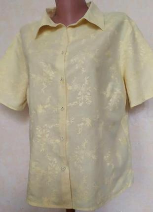 Ніжно-жовта блузка-сорочка лляна