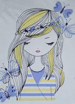 Футболка с девочкой бабочками р.122-128