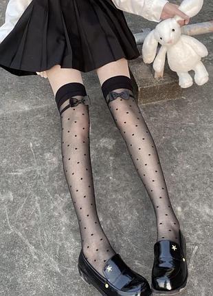 Панчохи кавайні в горох і з бантами лоліта