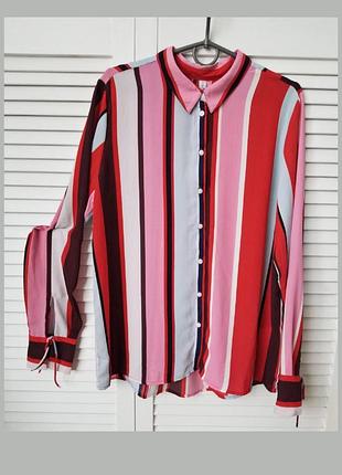 Шикарная оверсайз шифоновая рубашка в цветную полоску
