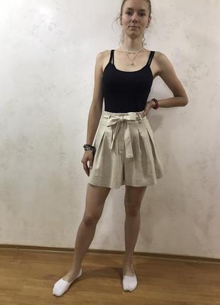 Шорты с высокой посадкой и поясом от zara, шорты от zara