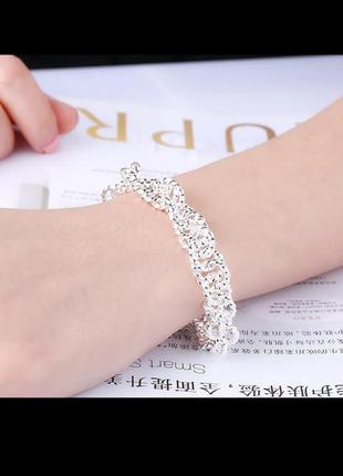 Трендовый ажурный браслет с посеребрением