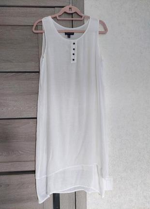 Многослойное лёгкое белое платье миди с района sallos(размер 12-14)8 фото