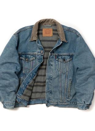 Levis 71168 vintage 90s plaid lined trucker denim jacket чоловіча джинсова куртка