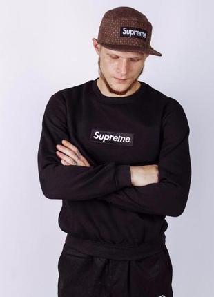 Свитшот supreme black box logo | вышивка1 фото