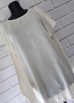 Блуза с воланами на плечах h&amp;m натуральный состав вискоза3 фото