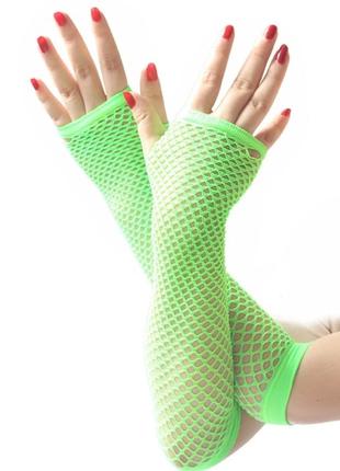 Зеленые перчатки сетка митенки1 фото