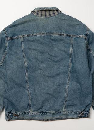 Levis 70699-0389 vintage 90s type3 blue plaid flannel lined trucker denim jacket (1998) мужская джинсовая куртка5 фото