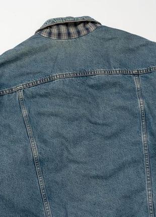 Levis 70699-0389 vintage 90s type3 blue plaid flannel lined trucker denim jacket (1998) мужская джинсовая куртка6 фото