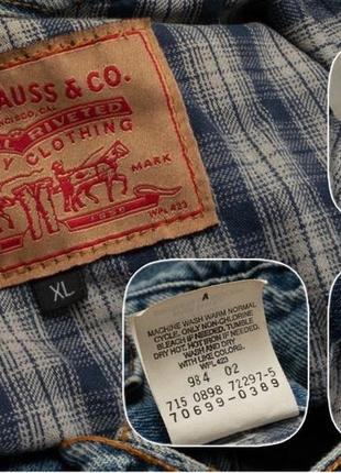 Levis 70699-0389 vintage 90s type3 blue plaid flannel lined trucker denim jacket (1998) мужская джинсовая куртка9 фото