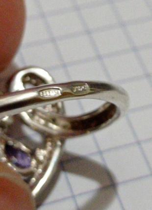 Перстень срібний з аметистами "сердечко"5 фото