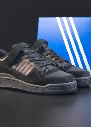 Чоловічі кросівки adidas forum low black адидас форум низкие черные