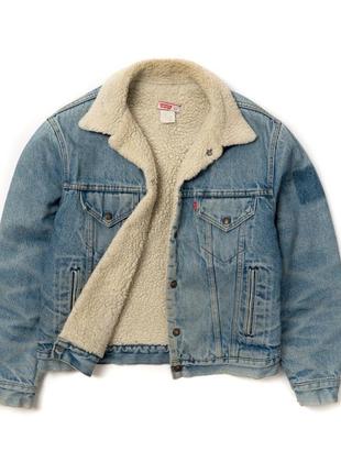 Levis 70608-0217 vintage 80s trucker sherpa denim jacket (1980s) утеплена чоловіча джинсова куртка