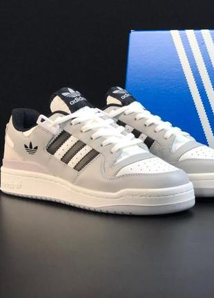 Чоловічі кросівки adidas forum low grey black адидас форум низкие серые с черным