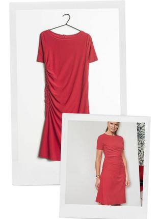 Трикотажное платье-миди steffen schraut с боковой драпировкой платья а-силуэт классический красный