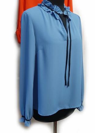 Блуза с рукавом романтическая голубая легкая р 38-402 фото