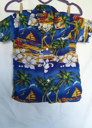 В подарок при покупке от 500 детская гавайская рубашка, легкая, летняя яркая пляжная шведка, гавайка