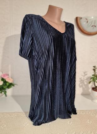 Удлиненная велюровая бархатная блуза в рубчик2 фото