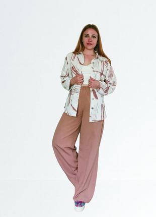 Костюм жіночий брюки рубашка льон l 126-2 s