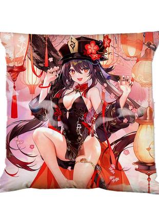 Подушка ху тао геншин удар genshin impact двухсторонняя 40х40 см (p0732)