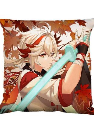Подушка кадзуха геншин импакт genshin impact двухсторонняя 40х40 см (p0720)