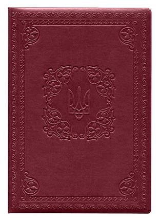 Папка сувенірна "рамка з гербом" бордова а4, обкладинка штучна шкіра vivella