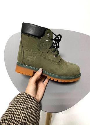 Timberland khaki жіночі черевики з хутром