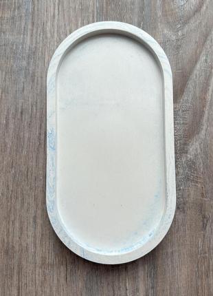Гипсовая подставка овальная голубой мрамор