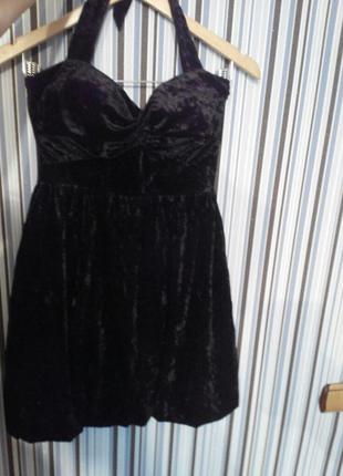 Платье черный бархат5 фото