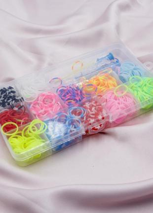 Набір гумок для плетіння браслетів у кейсі прямокутник, гумки для плетіння 12 кольорів3 фото