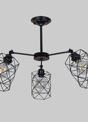 Чорна стельова люстра на 3 лампи (52-f105-3 bk)
