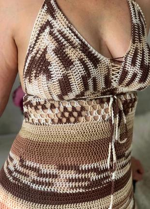 Платье angelamasterica вязаное летнее сарафан вязаный крючком на завязках1 фото