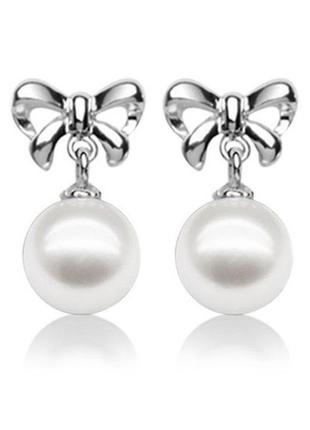 🏵ювелирные серьги жемчуг с бантиком, новые! арт. 5712