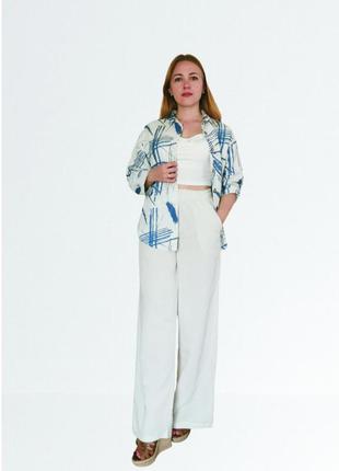 Костюм штани рубашка лен l 126-4 s