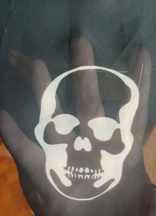 Неформальная готическая панк шифоновая блузка рубашка с черепами3 фото