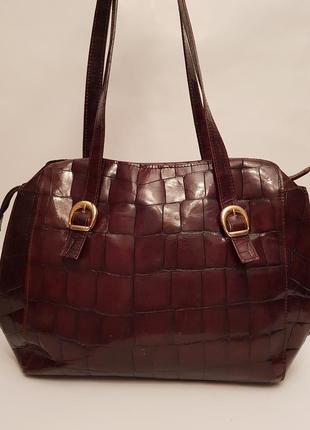 Made in italy! genuine leather! статусная роскошная кожаная сумка тиснение рептилия1 фото