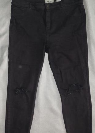 Черные рваные джинсы с завышенной талией hallie new look eu 46 uk 182 фото